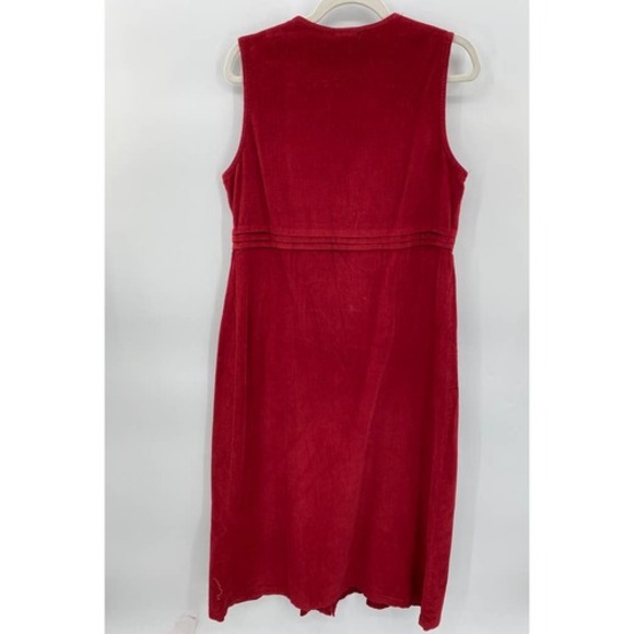 Vintage MATCH Jumper Maxi Dress Women M Red Cotton Corduroy Button Front Holiday - Picture 8 of 8